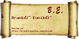 Brankó Euniké névjegykártya